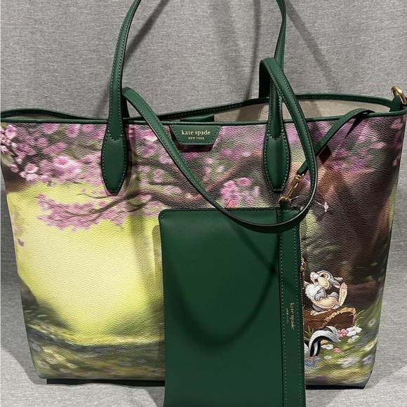 Disney x Kate Spade Bambi Thumper Sutton Tote Bag Purse Forest Scene NWT - Picture 4 of 17